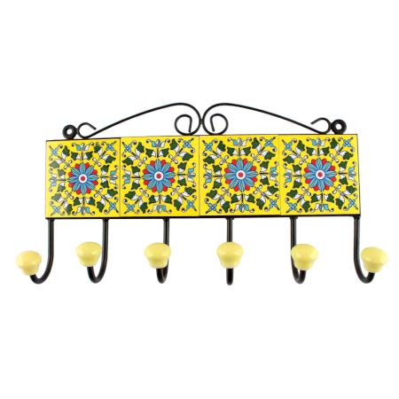 Sunflower Ceramic Tile Hook in Turquoise 